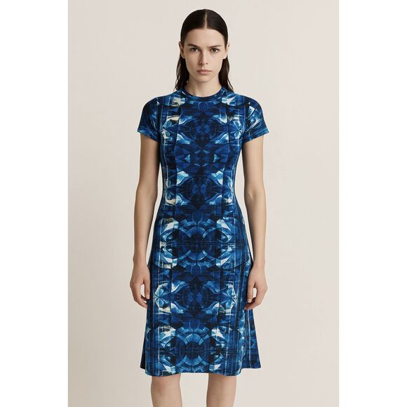 Vintage Jean Paul Gaultier Jeans Blue Pattern T Shirt Mini Dress Women's Size 36 - Picture 1 of 7